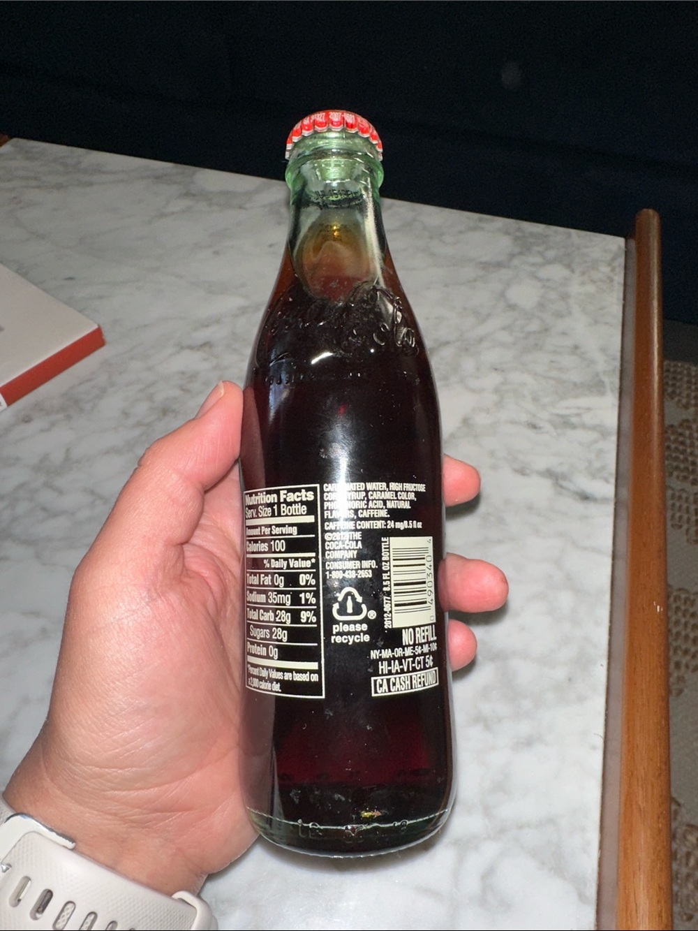 Coca Cola Glass Bottle Holiday 2012 Red Label and Red Cap - Picture 3 of 5